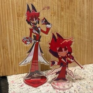 Bundle lot set 2 Hazbin Hotel Alastor maid cafe anime acrylic figure standee